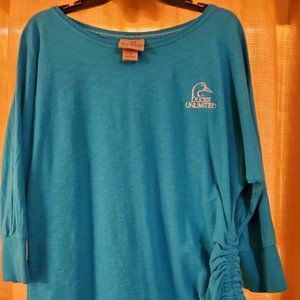 Ducks Unlimited Knit 3/4 sleeve Side Scrunch Top